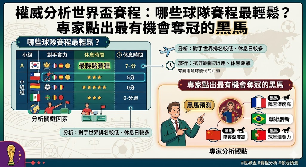權威分析世界盃賽程：哪些球隊賽程最輕鬆？專家點出最有機會奪冠的黑馬